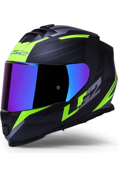 LS2 Storm 2 Nerve Neon Sarı  Kapalı Motosiklet Kaskı Gökküşağı Camlı ürün görseli
