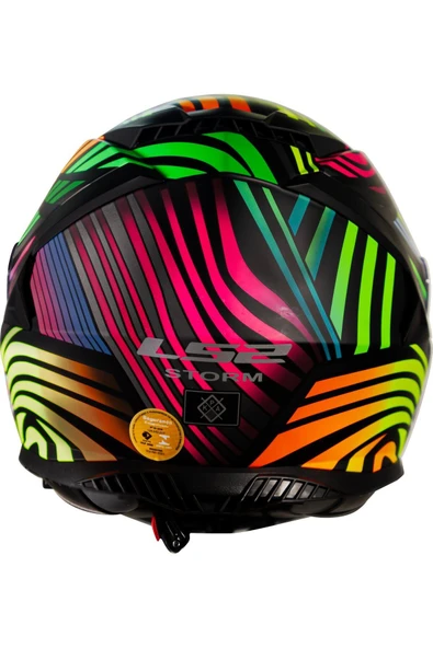 LS2 Storm 2 Power Mat Siyah-gökkuşağı Fullface Motosiklet Kaskı Siyah camlı - Resim 4