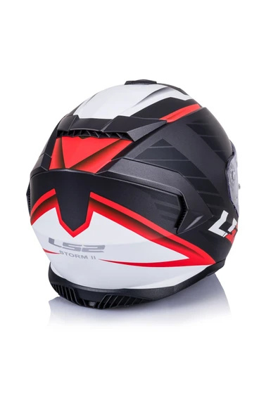 LS2 Storm 2 Nerve Kırmızı  Kapalı Motosiklet Kaskı Siyah Camlı - Resim 4
