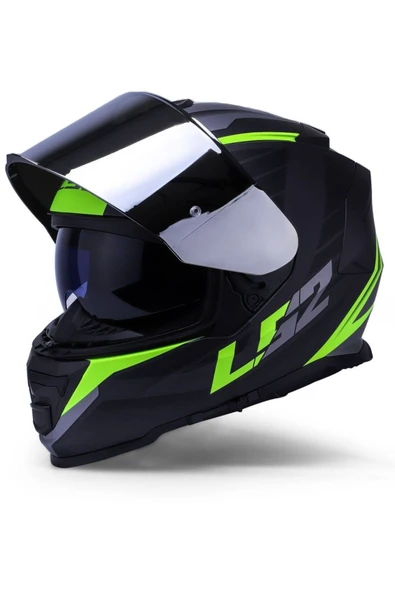 LS2 Storm 2 Nerve Neon Sarı Kapalı Motosiklet Kaskı Gri Camlı - Resim 5