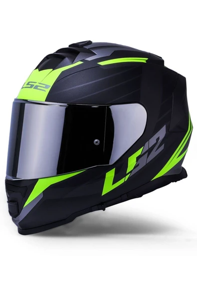 LS2 Storm 2 Nerve Neon Sarı Kapalı Motosiklet Kaskı Gri Camlı ürün görseli