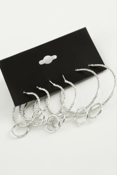 Burgulu Metal Halka Küpe 6 Adet - Resim 2