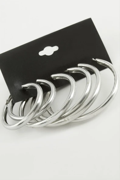 Noktalı Metal Halka Küpe 6 Adet - Resim 2