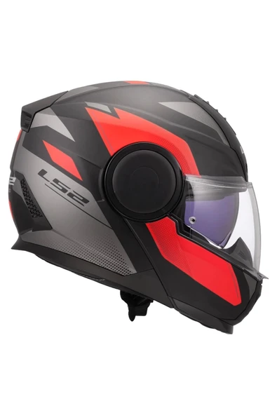 LS2 SCOPE 2 DURIA MAT SİYAH-KIRMIZI KASK - Resim 6