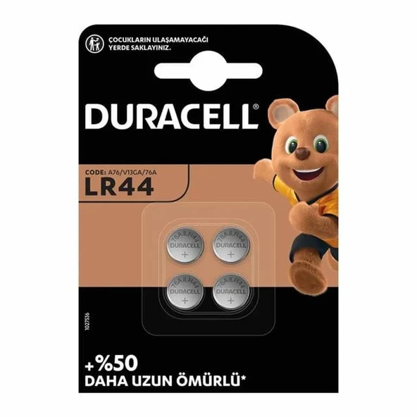 Duracell LR44 1.5 Volt Düğme Pil (4'Lü Paket) ürün görseli