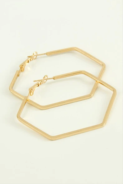 Beşgen Halka Küpe 4 cm ürün görseli 1