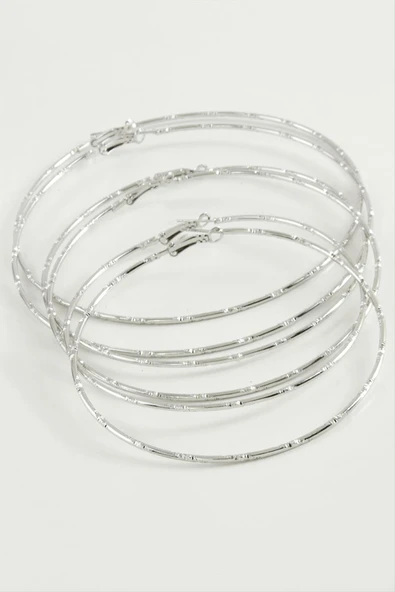 Noktalı Metal Halka Küpe 6 Adet - Resim 2