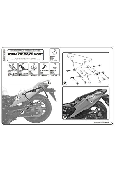 Kappa Klxr208 Honda Cbf 1000 - St (10-14) Yan Çanta Ta?ıyıcı - Resim 3