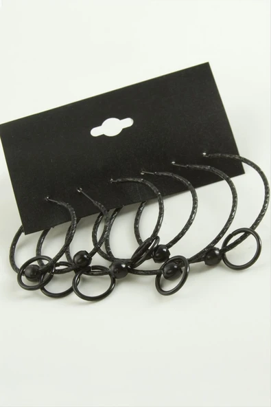 Noktalı İç İçe Metal Halka Küpe 6 Adet - Resim 2