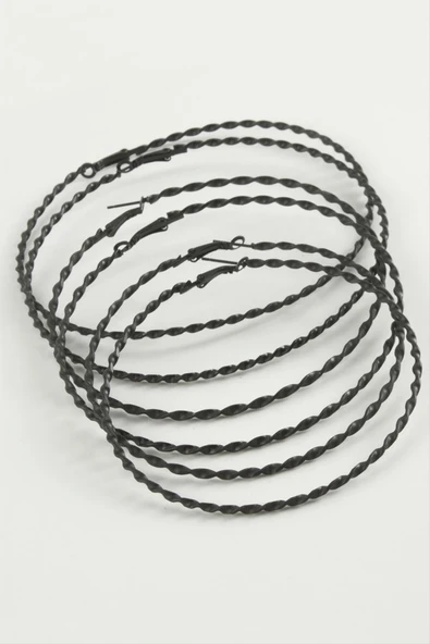 Burgulu Metal Halka Küpe 6 Adet - Resim 2