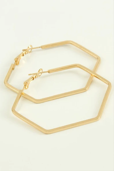 Beşgen Halka Küpe 6 cm - Resim 2