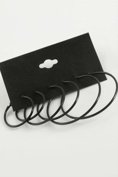 İnce Boru Metal Halka Küpe 6 Adet ürün görseli 1