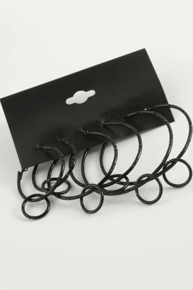 Noktalı İç İçe Metal Halka Küpe 6 Adet ürün görseli 1