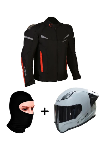 LS2 PROHEL COLOMBIA MONT SİYAH-KIRMIZI+RAPID 2 RACE NARDO GRİ KASK+Prohel Balaklava - 1