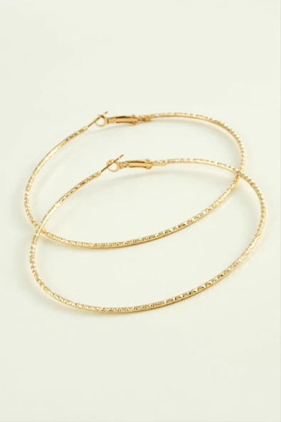 Zikzak Burgulu Metal Halka Küpe 8-9-10 cm - Resim 3