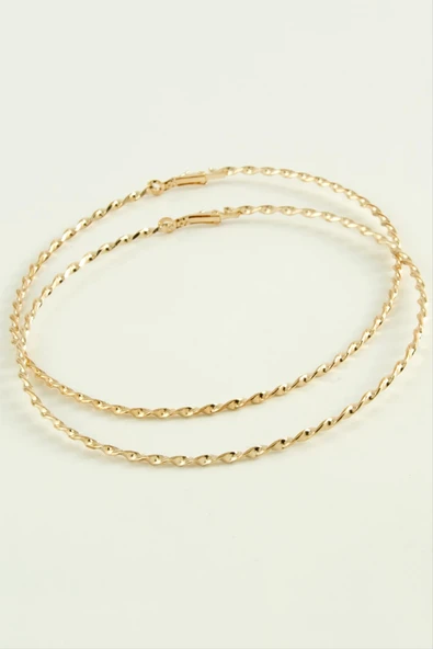 Burgulu Metal Halka Küpe 8-9-10 cm - Resim 3