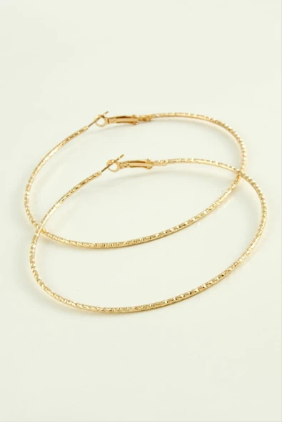 Zikzak Burgulu Metal Halka Küpe 8-9-10 cm - Resim 2