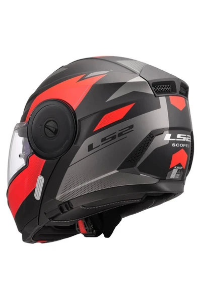 LS2 SCOPE 2 DURIA MAT SİYAH-KIRMIZI KASK - Resim 3