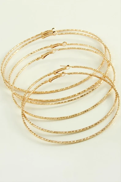 Çizgifli Desenli Metal Halka Küpe 6 Adet ürün görseli