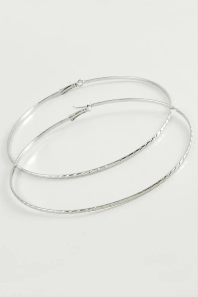 Zincir Çizgili Metal Halka Küpe 8-9-10 cm ürün görseli