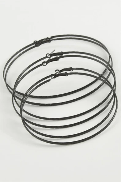 Zincir Desenli Metal Halka Küpe 6 Adet - Resim 2