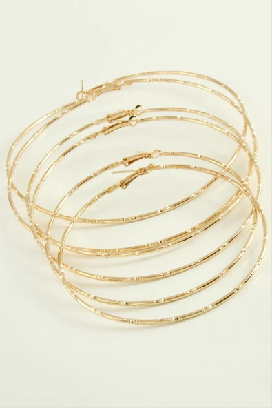 Noktalı Metal Halka Küpe 6 Adet - Resim 2