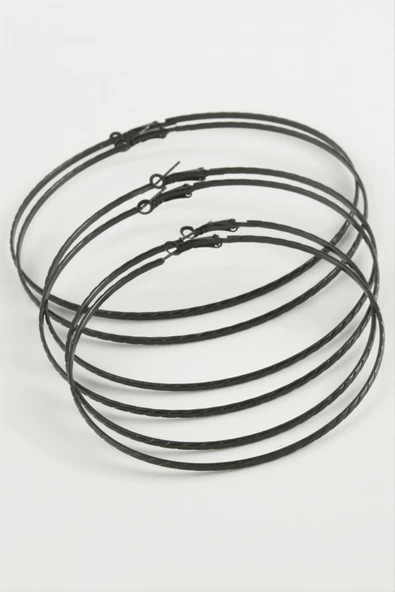 Zincir Desenli Metal Halka Küpe 6 Adet ürün görseli 1