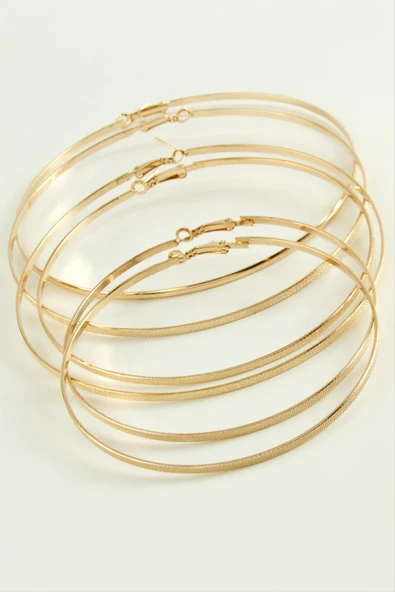 Noktalı Metal Halka Küpe 6 Adet - Resim 2