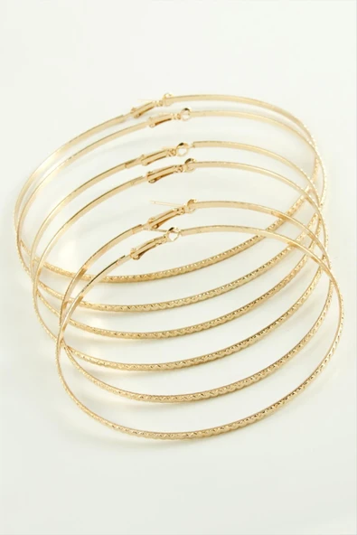 Zikzak Desenli Metal Halka Küpe 6 Adet ürün görseli