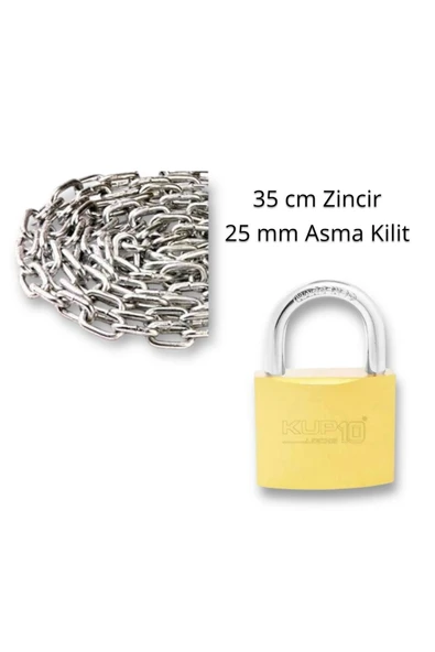 Emka Zincirli Kilit Yurt Spor Salonu Dolap Kilidi Dayanıklı Kilit Asma Kilit 25 mm