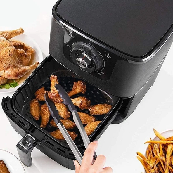 Siyah Isıya Dayanıklı Yıkanılabilir Silikon Fırın Ve Airfryer Yuvarlak Model Pişirme Matı 23 Cm - Resim 4