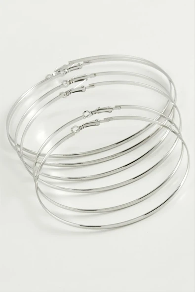 Düz Metal Halka Küpe 6 Adet ürün görseli