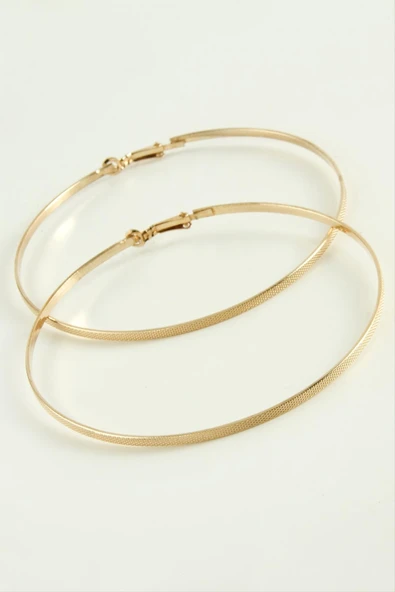 Noktalı Metal Halka Küpe 8 cm - Resim 2