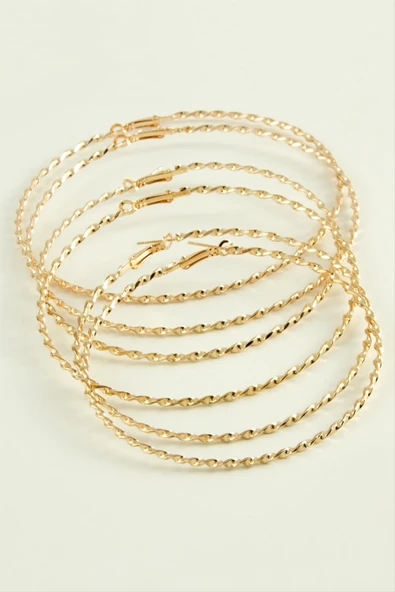 Burgulu Metal Halka Küpe 6 Adet - Resim 2