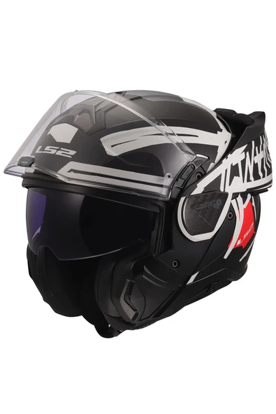 LS2 ADVANT 2 TAPE MAT SİYAH-BEYAZ KASK - Resim 7