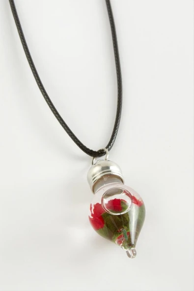 Gül Sulu Fanus Canlı Kolye ürün görseli