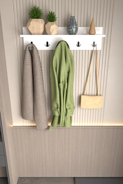 Portmanto Duvar Askılığı Elbise Askılığı Beyaz 80 Cm ürün görseli