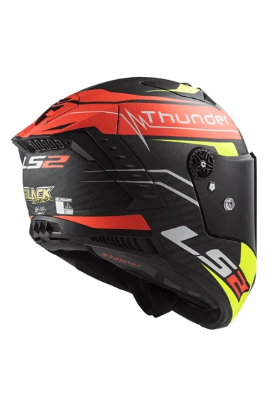 LS2 Thunder Karbon Attack Mat Kırmızı-neon Sarı Kask - Resim 2