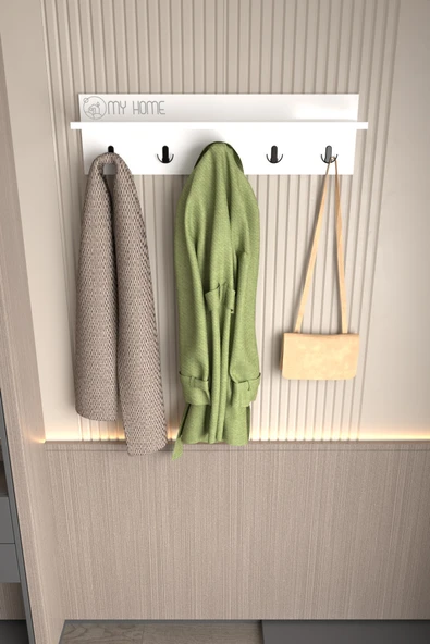 Portmanto Duvar Askılığı Elbise Askılığı Beyaz 80 Cm - Resim 3