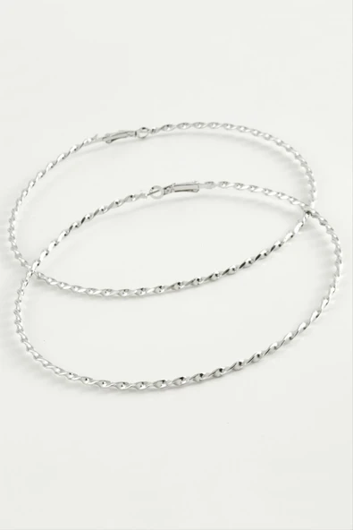 Burgulu Metal Halka Küpe 8-9-10 cm - Resim 2