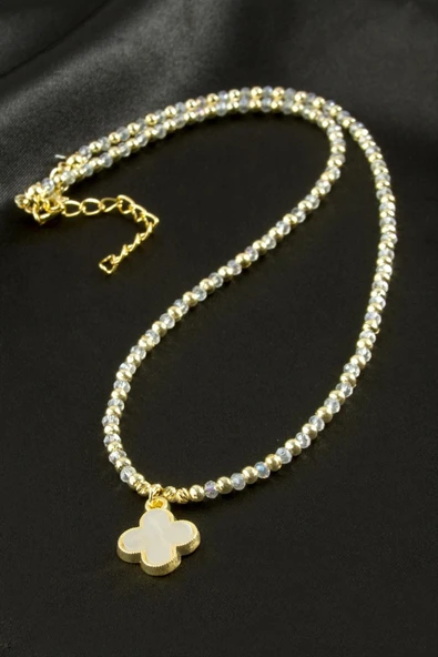 Çiçek Sedef Kristal Kolye ürün görseli