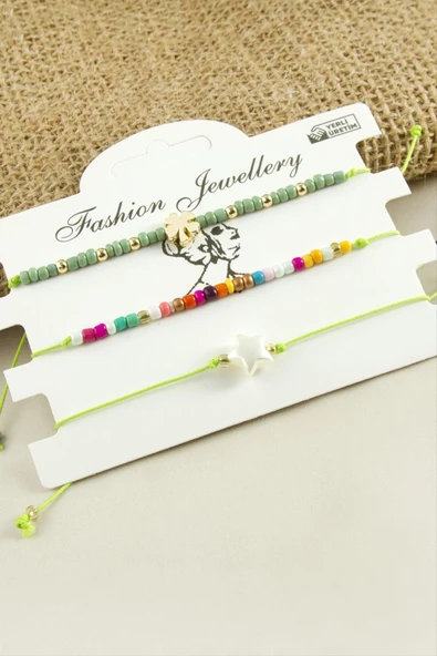 3 Adet Yıldız Yonca Kum Boncuk Bileklik ürün görseli