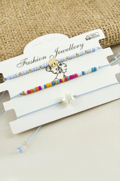 3 Adet Yıldız Yonca Kum Boncuk Bileklik - Resim 8