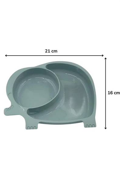 Bebek ve Çocuk için Sevimli Fil Model Desenli Yemek Bebek Mama Kabı Bölmeli Tabak - Resim 3