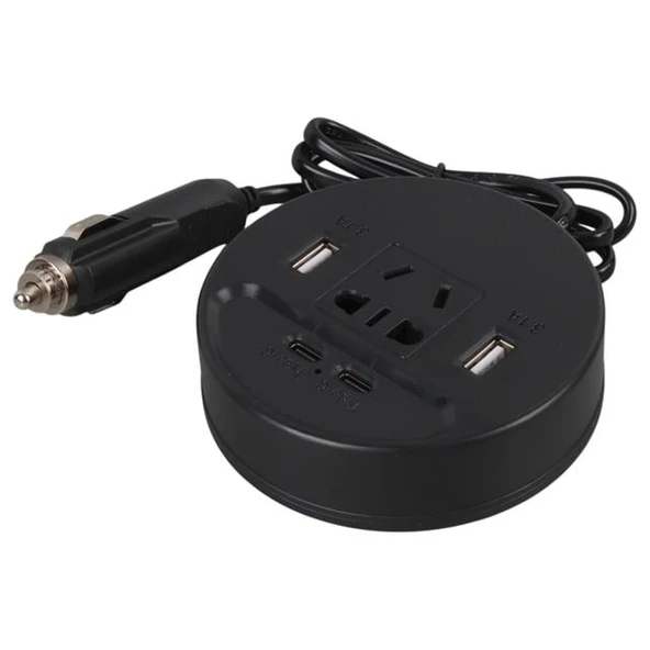 Olesson 1667 DC 12-24V 150W Oto Araç Power İnverter Çift TYPE-C - Çift USB - 220V Üniversal Priz Girişli - 2