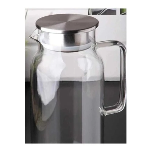 1500 ml Borosilikat Cam Su Sürahisi - Metal Kapaklı ve Isıya Dayanıklı ürün görseli