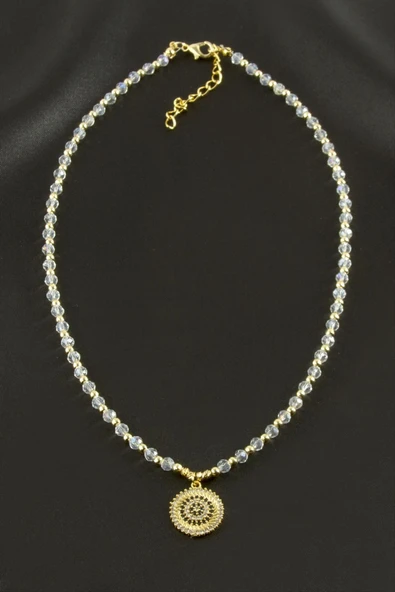 Nazar Zirkon Taşlı Kristal Kolye - Resim 2