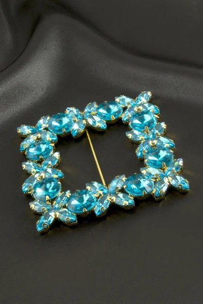 Çiçek Kare Taşlı Kemer Tokası - Resim 7