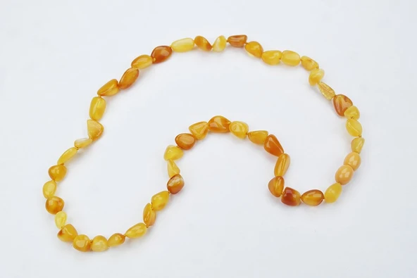 Kızarmış   Doğal Kesim Damla Kehribar Yetişkin Kolye - Resim 2