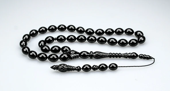 Oltu Taşı Özel Seri  İmame  Baklava Oyma   İşçilikli Tespih ürün görseli